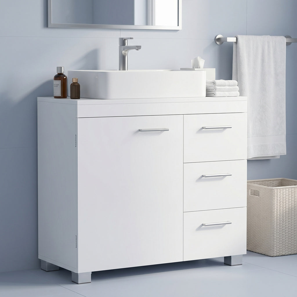 Waschbeckenunterschrank, Badezimmerschrank, 3 große Schubladen