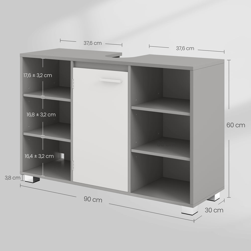 Badezimmerschrank, Waschbeckenunterschrank, mit verstellbaren Ablagen und Füßen