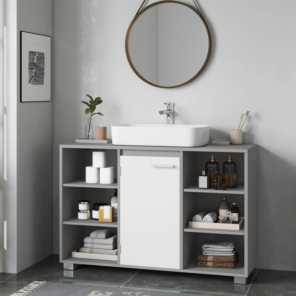 Badezimmerschrank, Waschbeckenunterschrank, mit verstellbaren Ablagen und Füßen
