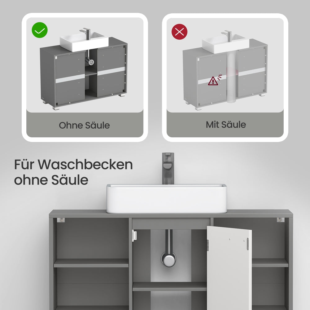 Badezimmerschrank, Waschbeckenunterschrank, mit verstellbaren Ablagen und Füßen