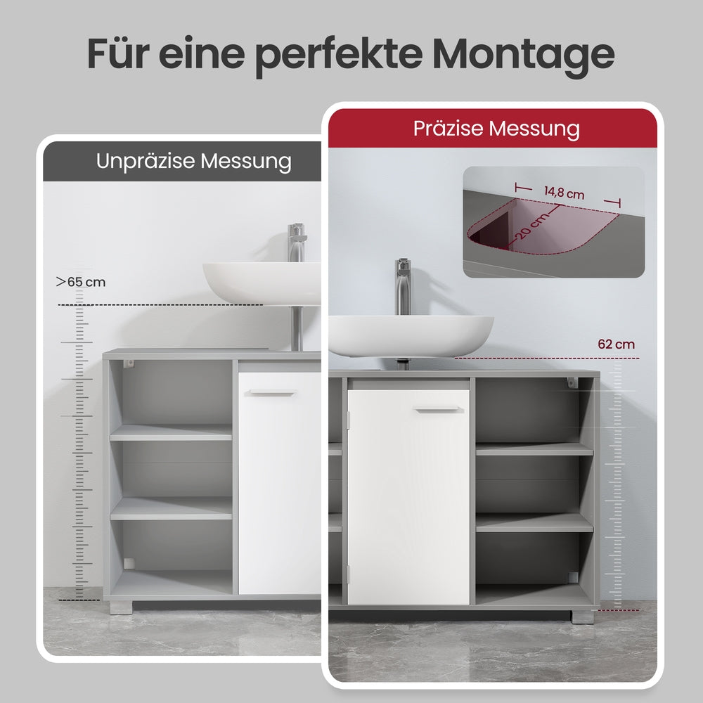 Badezimmerschrank, Waschbeckenunterschrank, mit verstellbaren Ablagen und Füßen