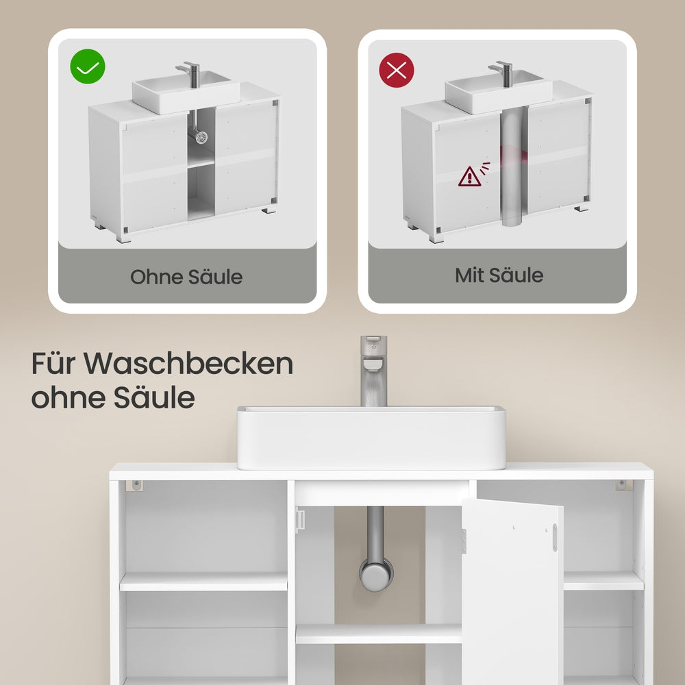 Badezimmerschrank, Waschbeckenunterschrank, mit verstellbaren Ablagen und Füßen