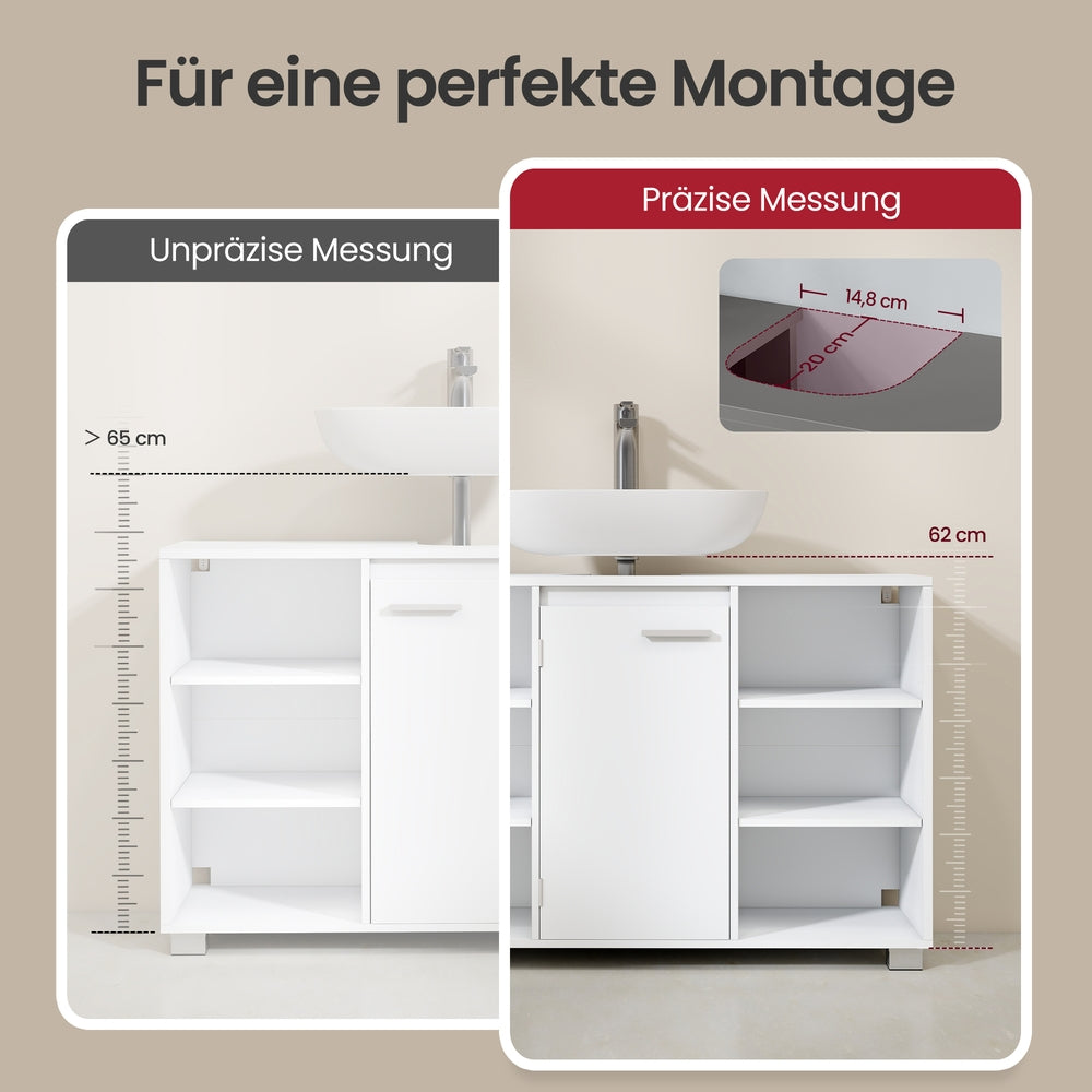 Badezimmerschrank, Waschbeckenunterschrank, mit verstellbaren Ablagen und Füßen