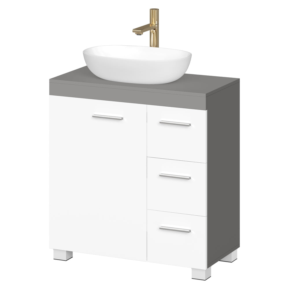 Badezimmerschrank, 30 x 60 x 64 cm, Waschbeckenunterschrank mit Füßen