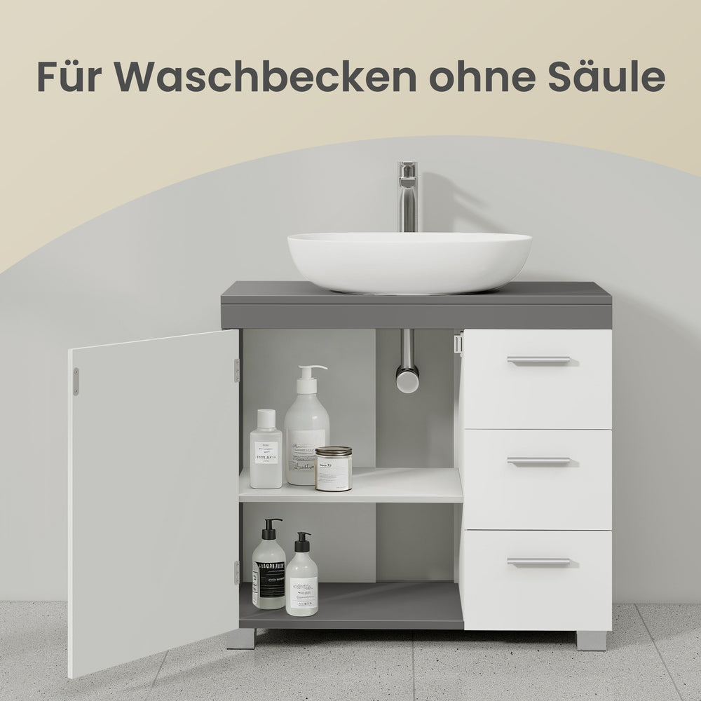 Badezimmerschrank, 30 x 60 x 64 cm, Waschbeckenunterschrank mit Füßen