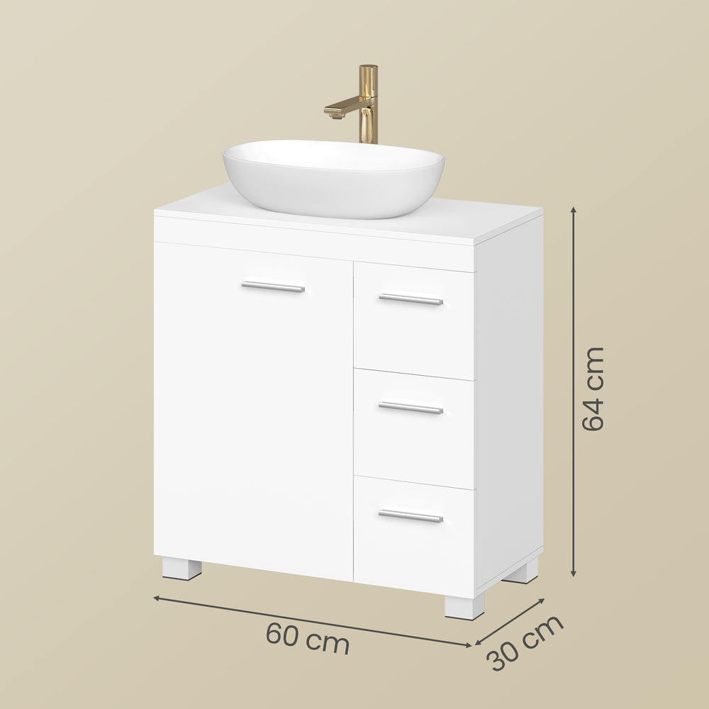 Badezimmerschrank, 30 x 60 x 64 cm, Waschbeckenunterschrank mit Füßen