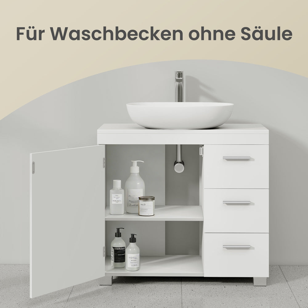 Badezimmerschrank, 30 x 60 x 64 cm, Waschbeckenunterschrank mit Füßen