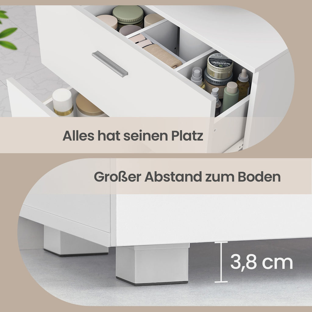 Unterschrank mit Schubladen, Badschrank mit hohen Füßen, Aufbewahrungsschrank