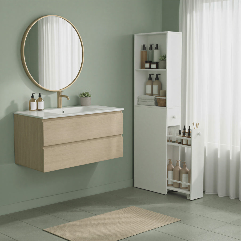Badezimmschrank hoch, Hochschrank, Badschrank schmal