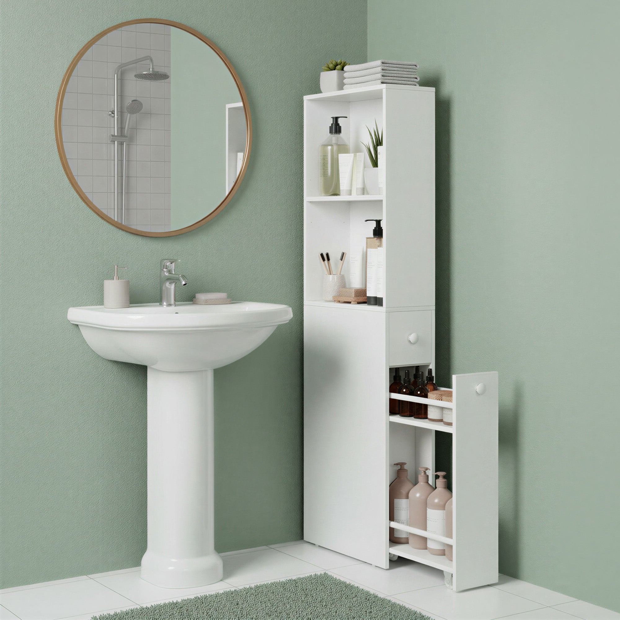 Badezimmschrank hoch, Hochschrank, Badschrank schmal