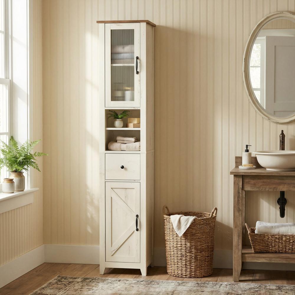 Badezimmerschrank im Landhausstil, Badschrank schmal, Badmöbel
