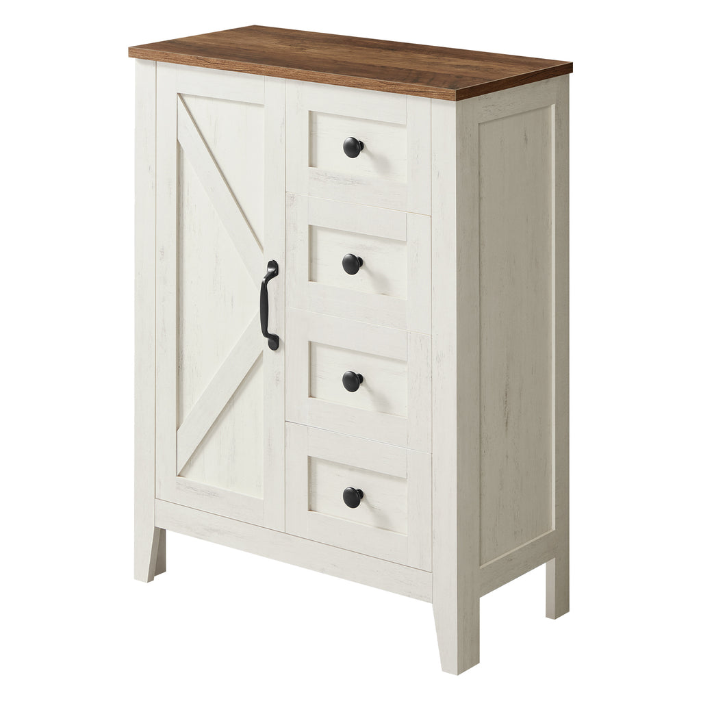 Badezimmerschrank mit verstellbarem Regal und 4 Schubladen, Aufbewahrungsschrank für Bad, mit Türen
