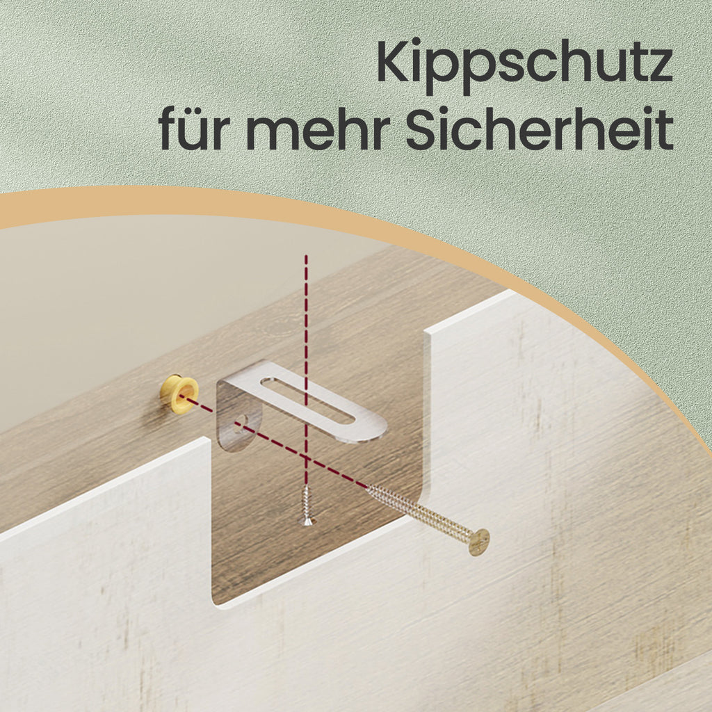 Badezimmerschrank mit verstellbarem Regal und 4 Schubladen, Aufbewahrungsschrank für Bad, mit Türen