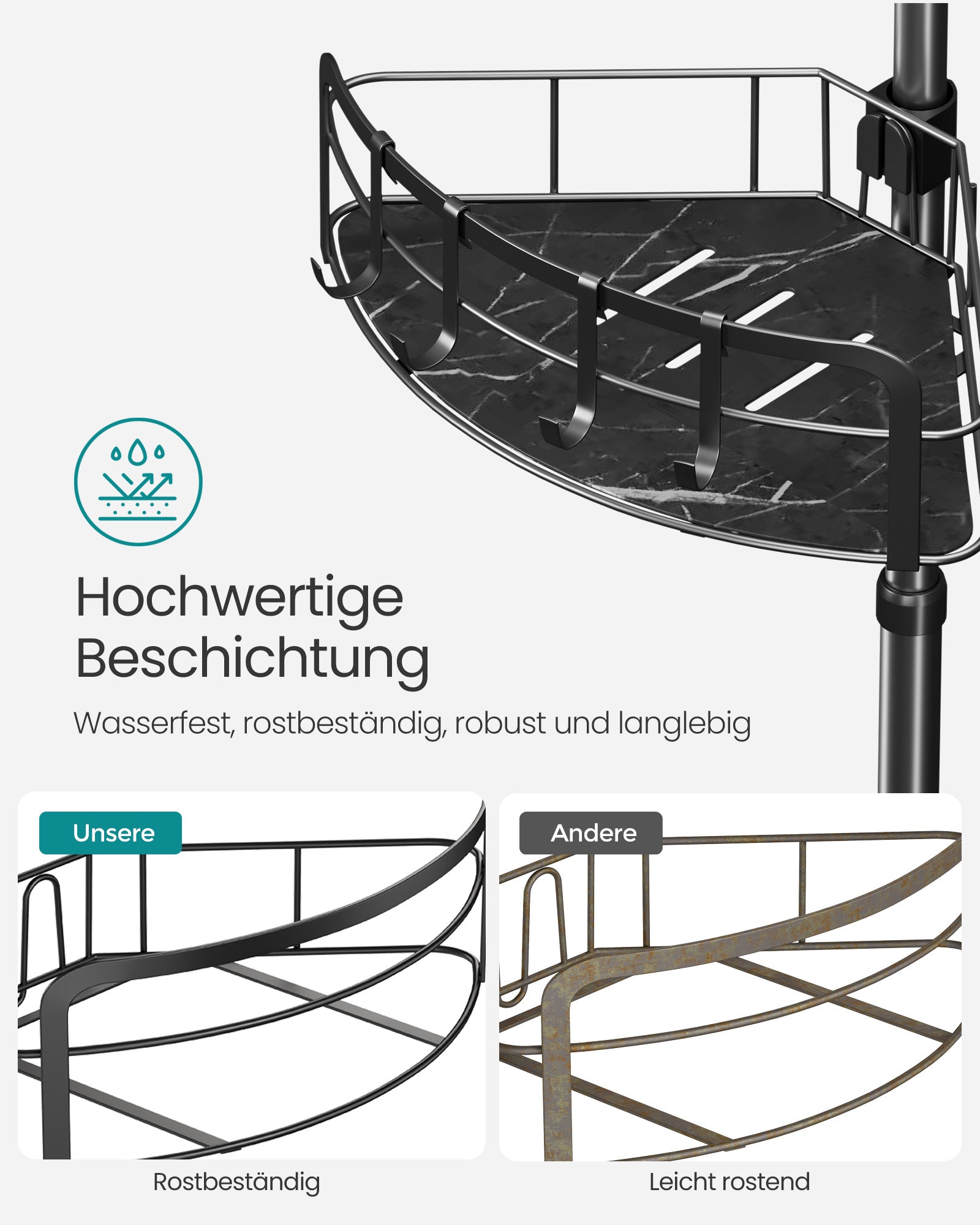 Duschregal höhenverstellbar mit 4 Ebenen tintenschwarz