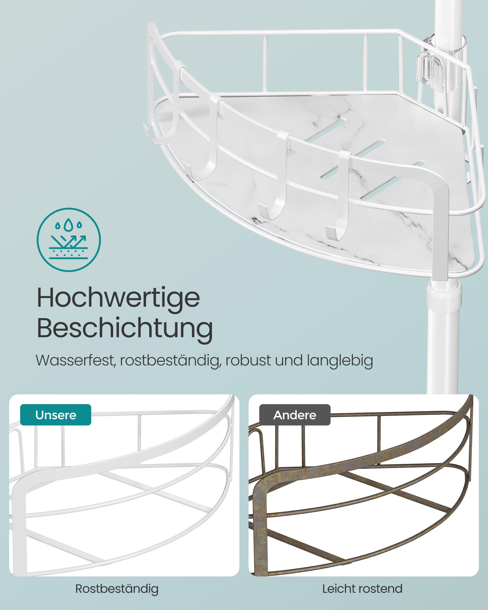 Duschregal Gesamthöhe 80-323 cm mit 4 Ebenen wolkenweiß