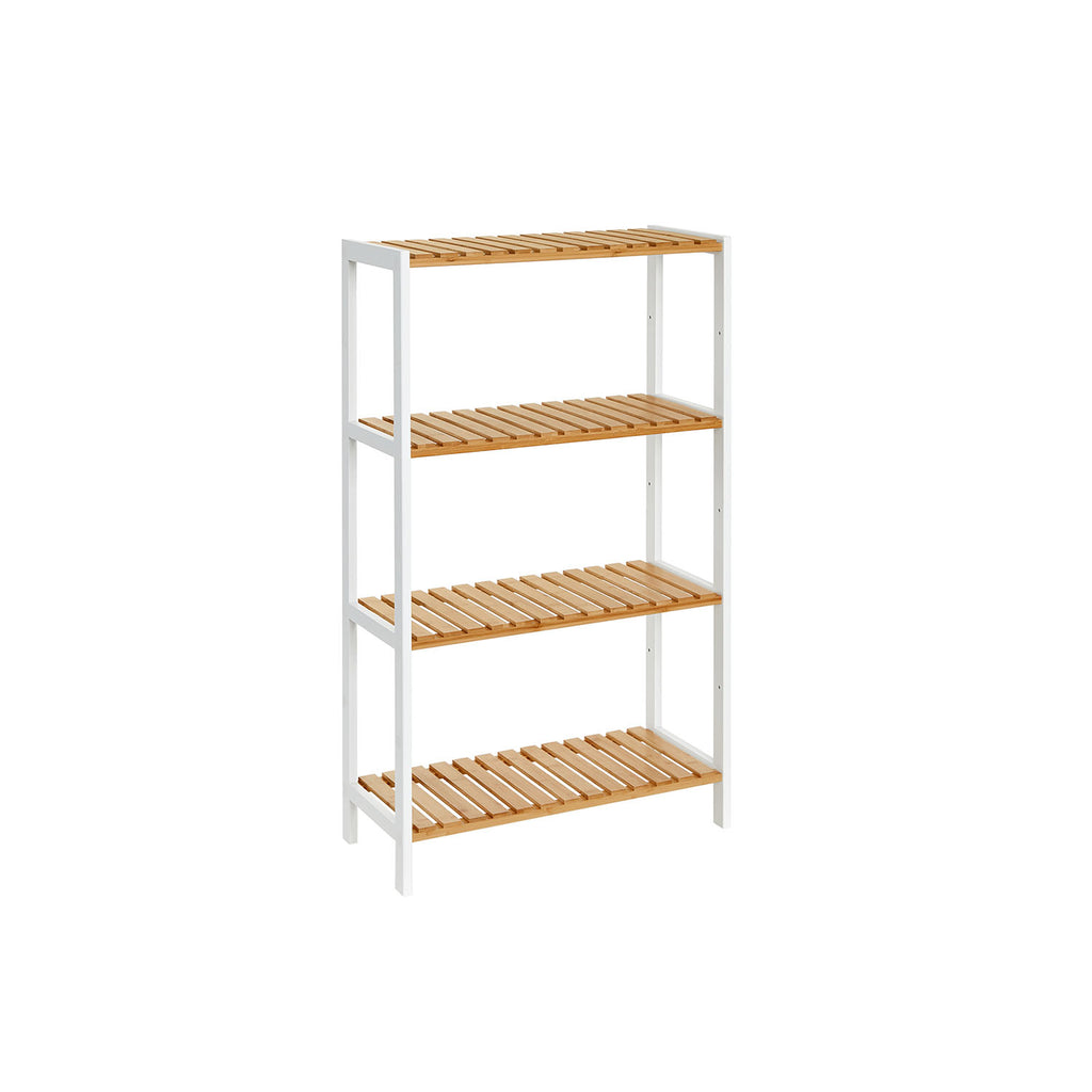 Badezimmerregal aus Bambus 26 x 60 x 100 cm weiß-naturfarben