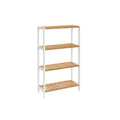 Badezimmerregal aus Bambus 26 x 60 x 100 cm weiß-naturfarben