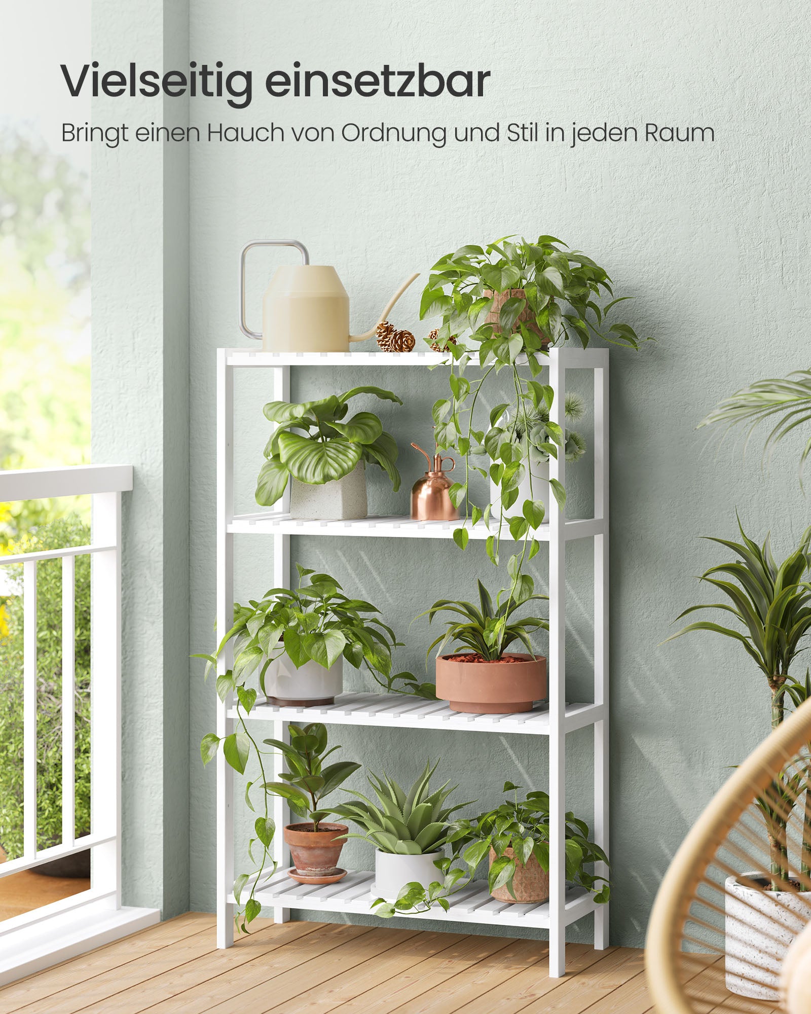 Badezimmerregal aus Bambus 26 x 60 x 100 cm weiß