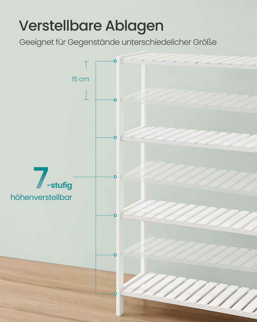 Badezimmerregal aus Bambus 26 x 60 x 100 cm weiß