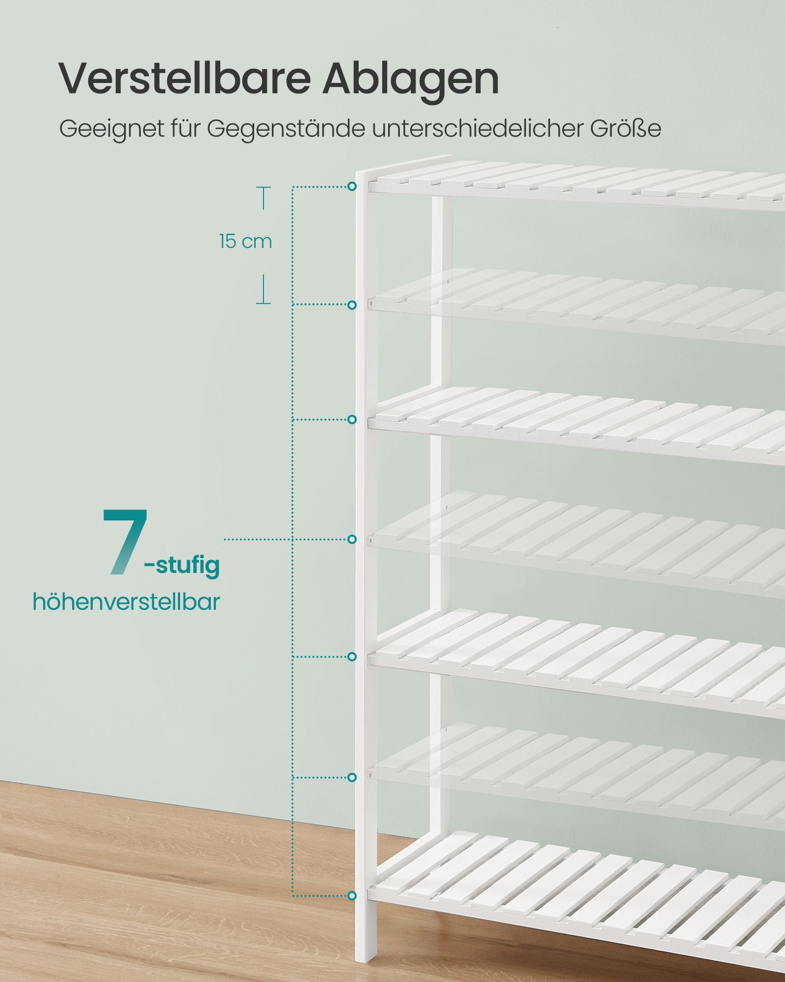 Badezimmerregal aus Bambus 26 x 60 x 100 cm weiß