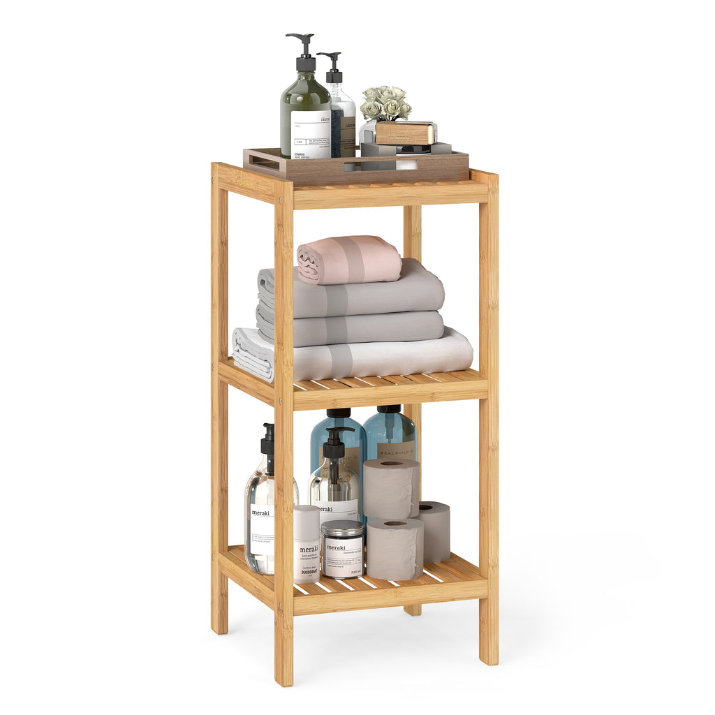 Badezimmerregal Bambus naturfarben 33x33x79,5 cm