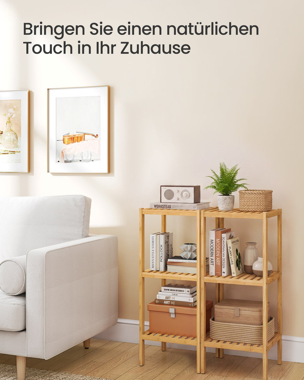 Badezimmerregal Bambus naturfarben 33x33x79,5 cm