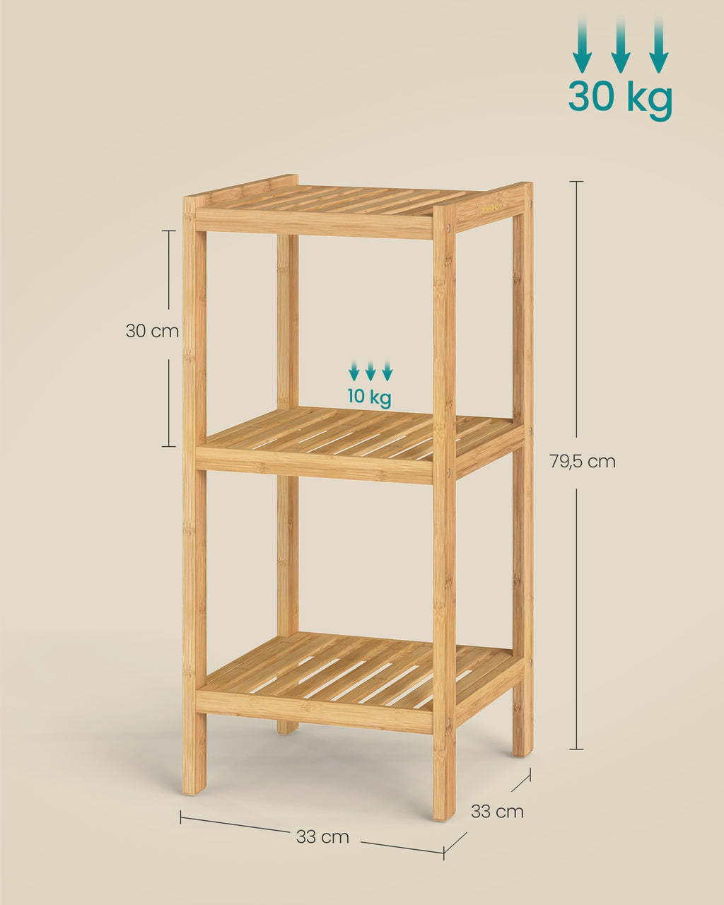 Badezimmerregal Bambus naturfarben 33x33x79,5 cm