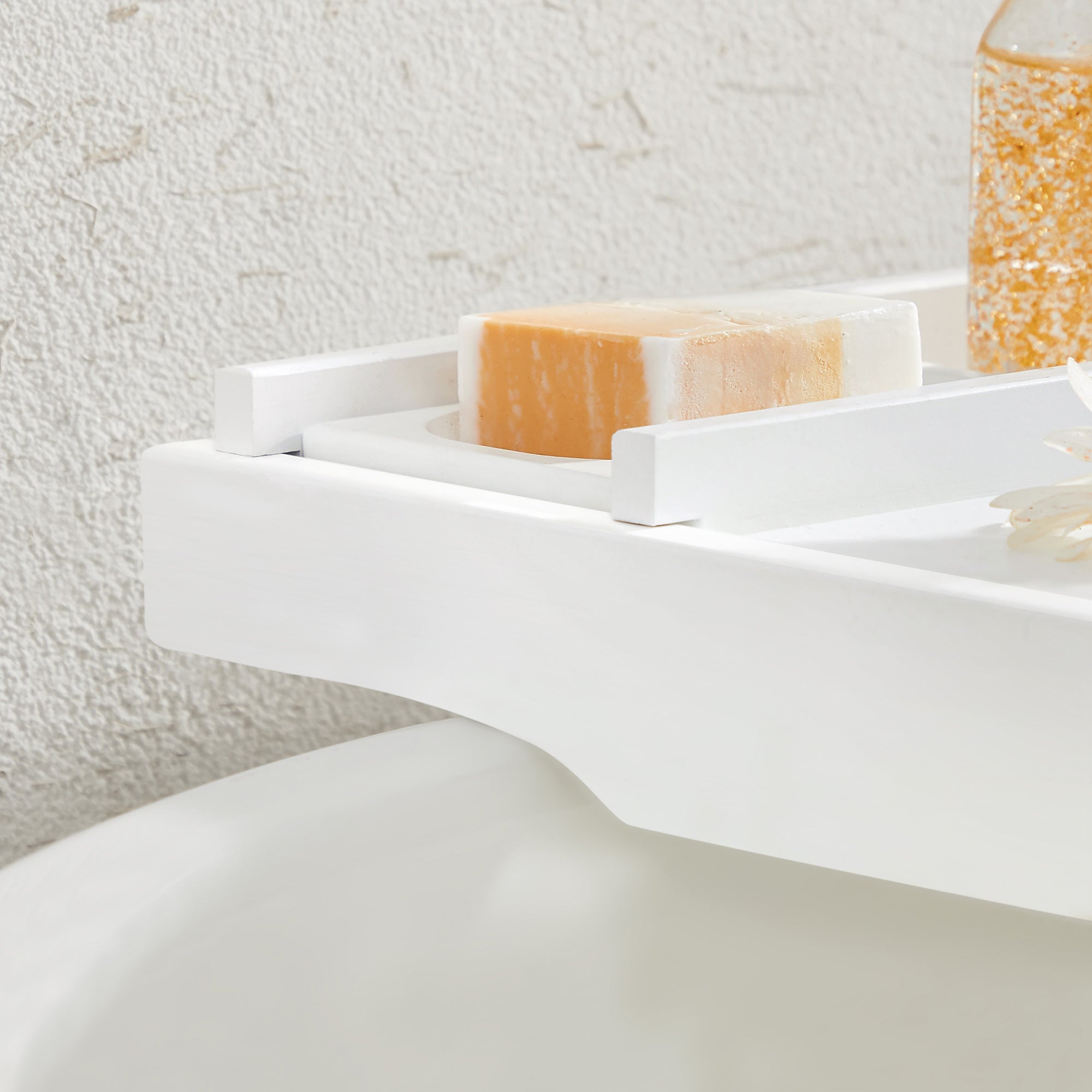 Badewannenablage aus Bambus Weiß