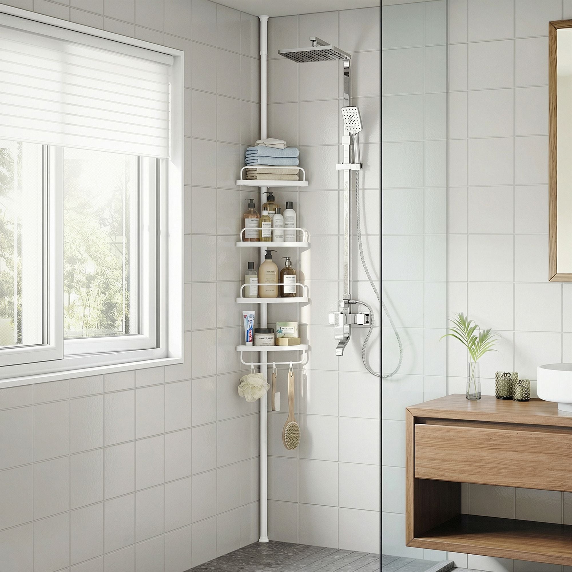 Duschregal 85-305 cm Weiß