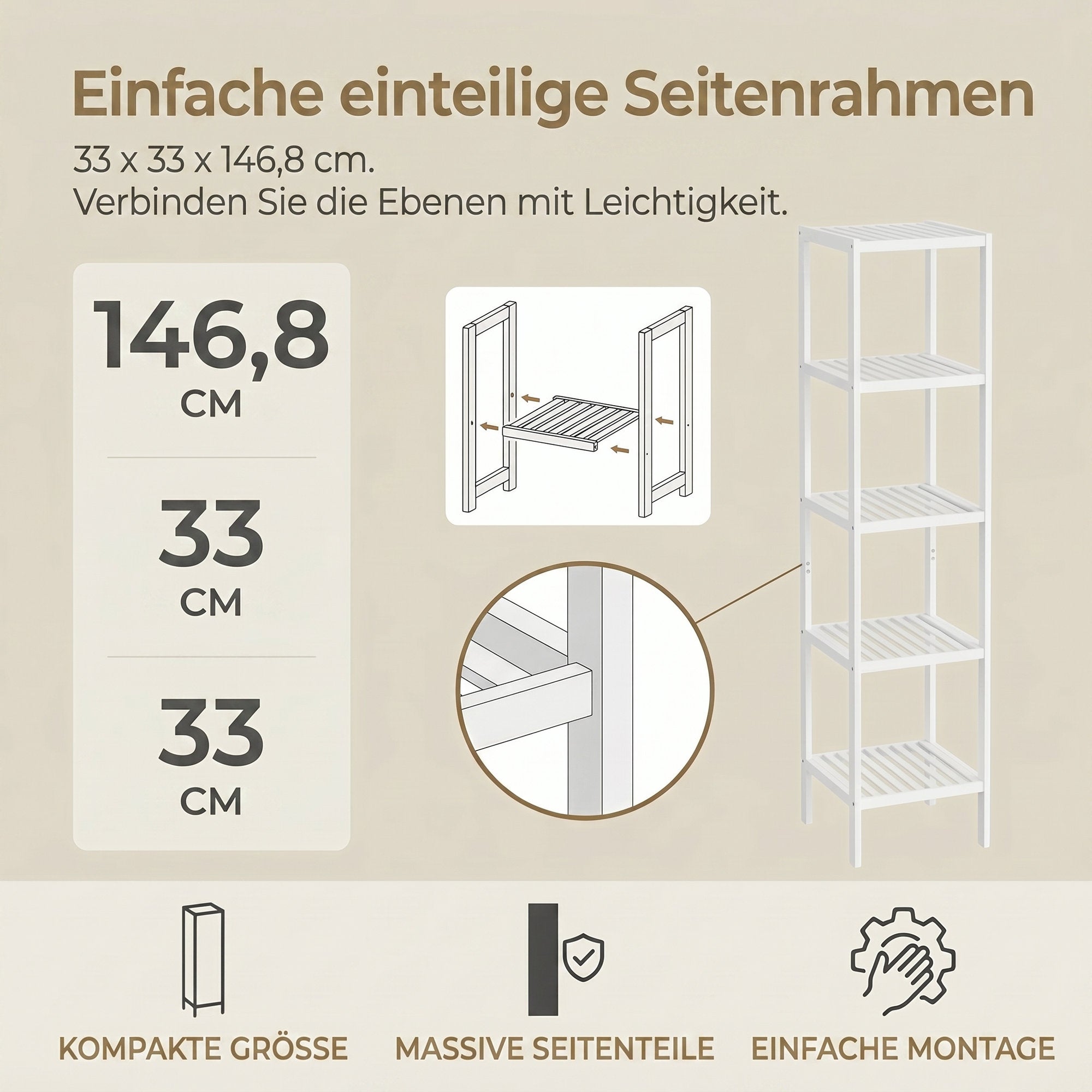 Badregal 5 Ebenen, schmales Regal stehend,  multifunktionales Aufbewahrungsregal