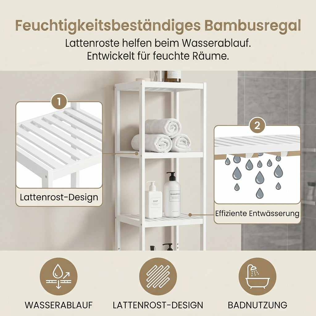 Badregal 5 Ebenen, schmales Regal stehend,  multifunktionales Aufbewahrungsregal