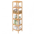 Badezimmerregal Bambus Standregal mit 6 Verstellbaren Ebenen 33 x 33 x 178,5 cm Naturfarben