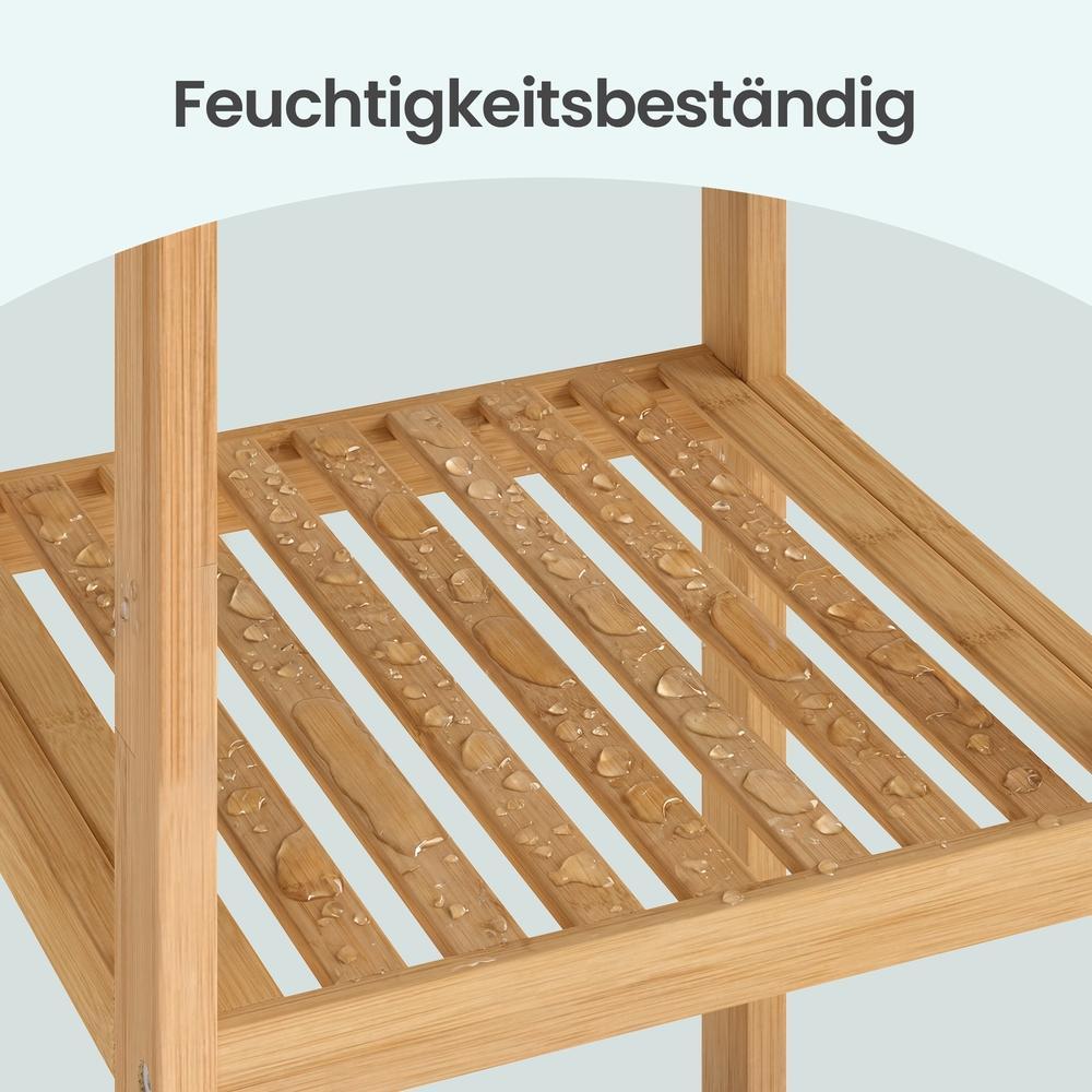 Badezimmerregal Bambus Standregal mit 6 Verstellbaren Ebenen 33 x 33 x 178,5 cm Naturfarben