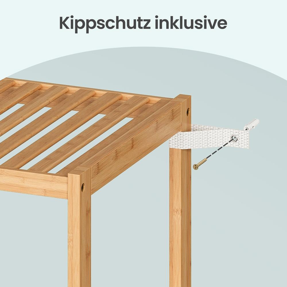 Badezimmerregal Bambus Standregal mit 6 Verstellbaren Ebenen 33 x 33 x 178,5 cm Naturfarben