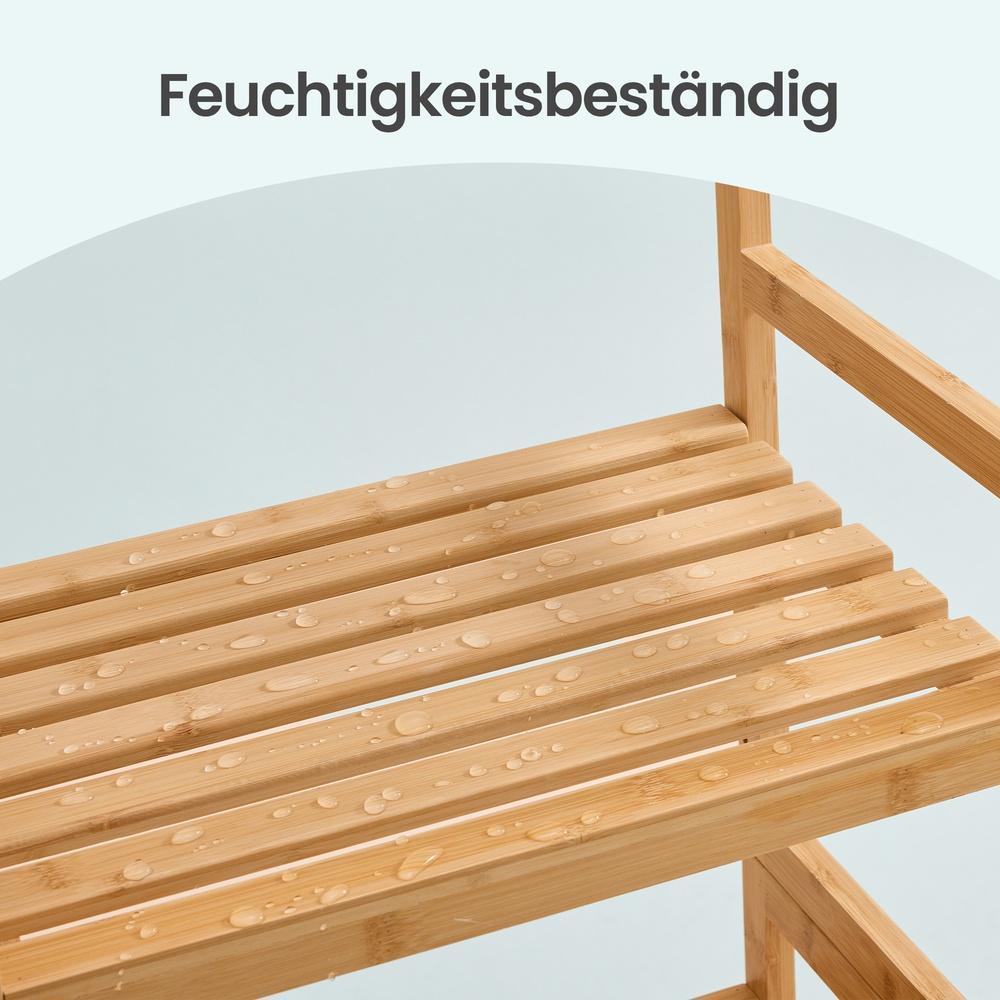 Bambus Regal Badregal Stehend Verstellbar mit 6 Ebenen 43 x 30 x 173 cm Natur