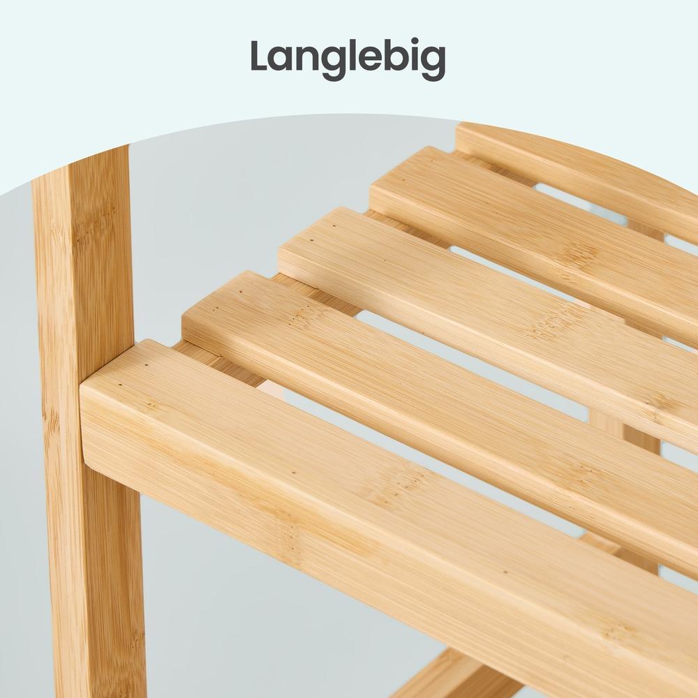 Bambus Regal Badregal Stehend Verstellbar mit 6 Ebenen 43 x 30 x 173 cm Natur