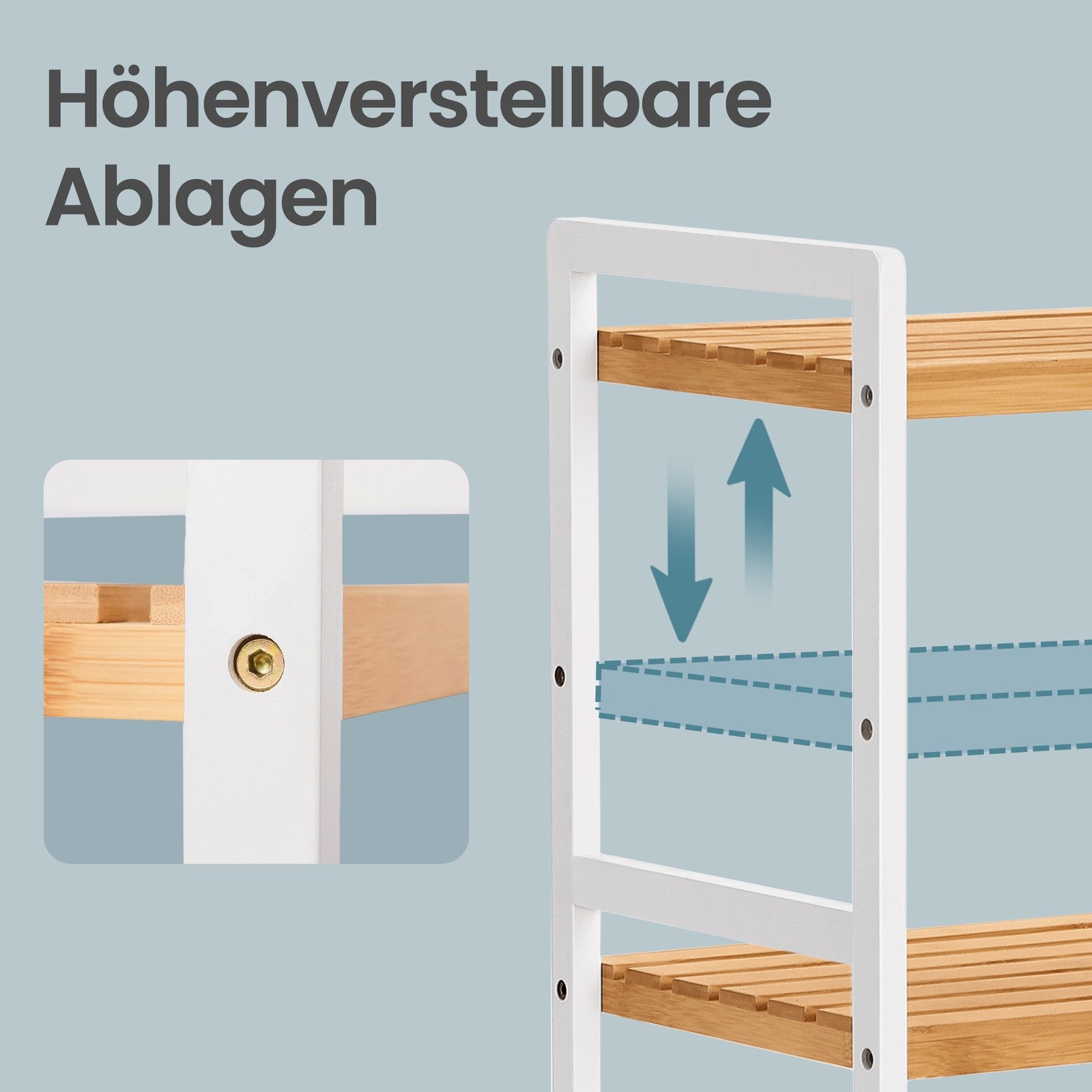 Bücherregal mit 4 Ablagen, Standregal für Wohnzimmer, Küche