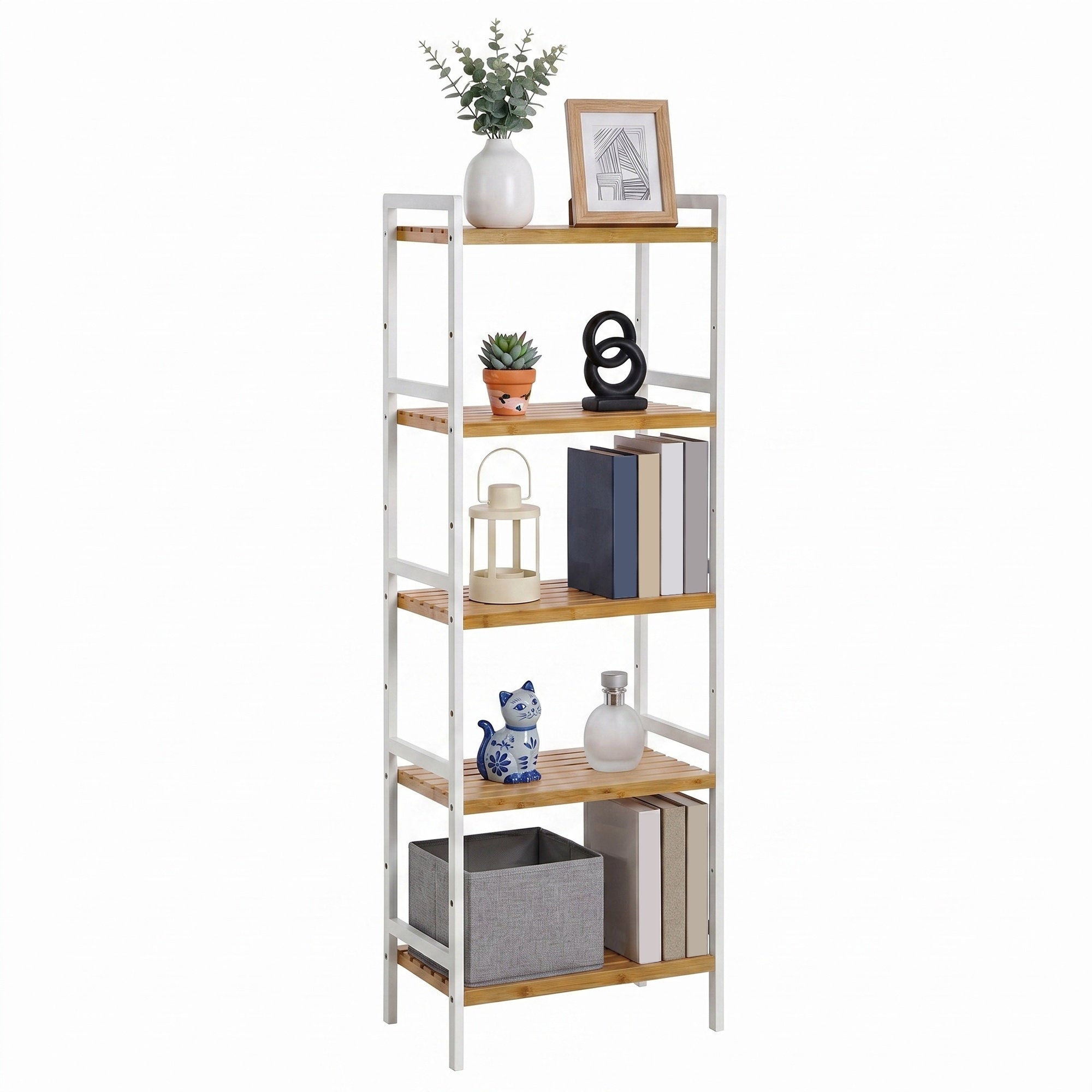 Bambus Standregal mit 5 Ablagen, Bücherregal, für Wohnzimmer