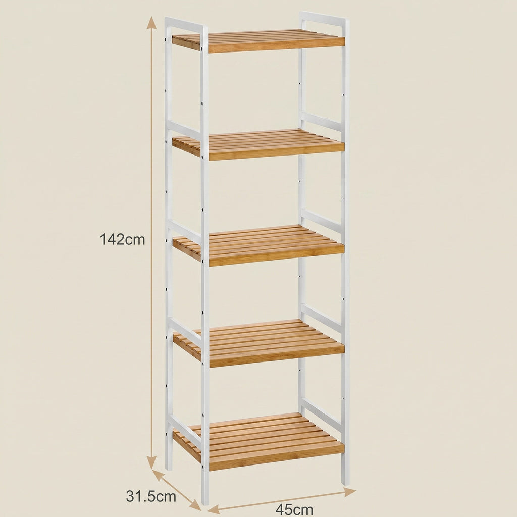 Bambus Standregal mit 5 Ablagen, Bücherregal, für Wohnzimmer