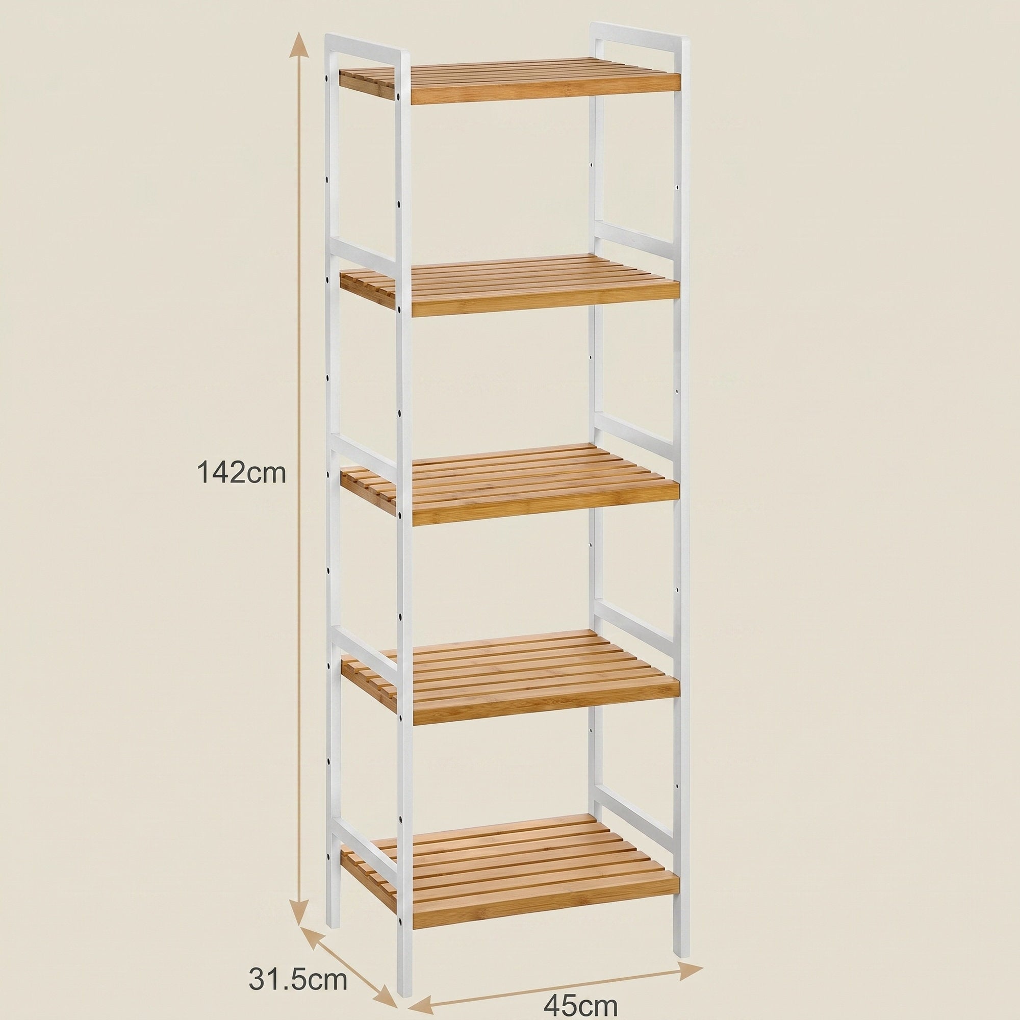Bambus Standregal mit 5 Ablagen, Bücherregal, für Wohnzimmer