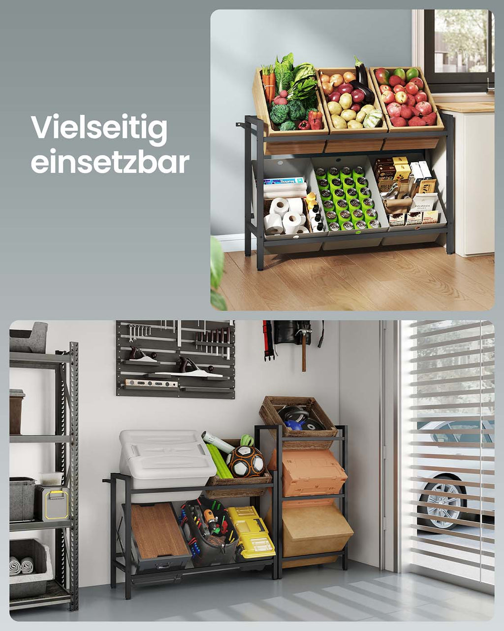 Getränkekistenregal 2 Ebenen für 6 Kisten