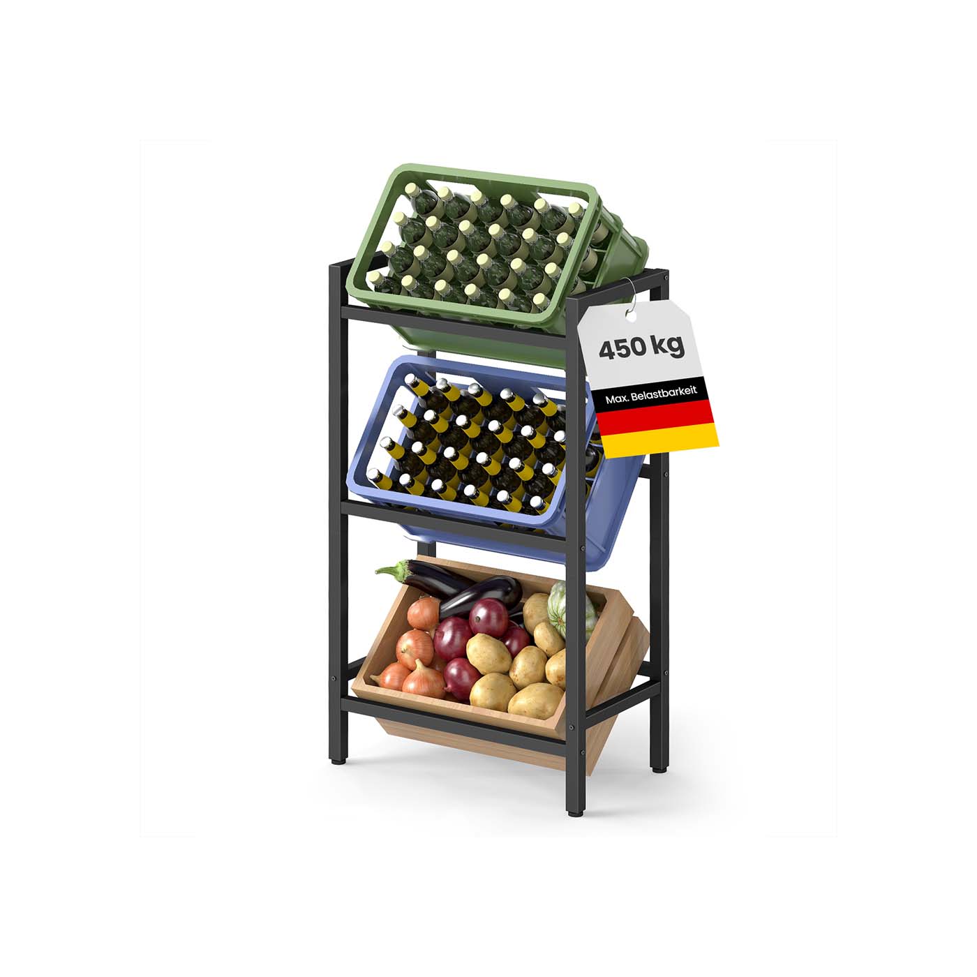 Getränkekistenregal 3 Ebenen für 3 Kisten