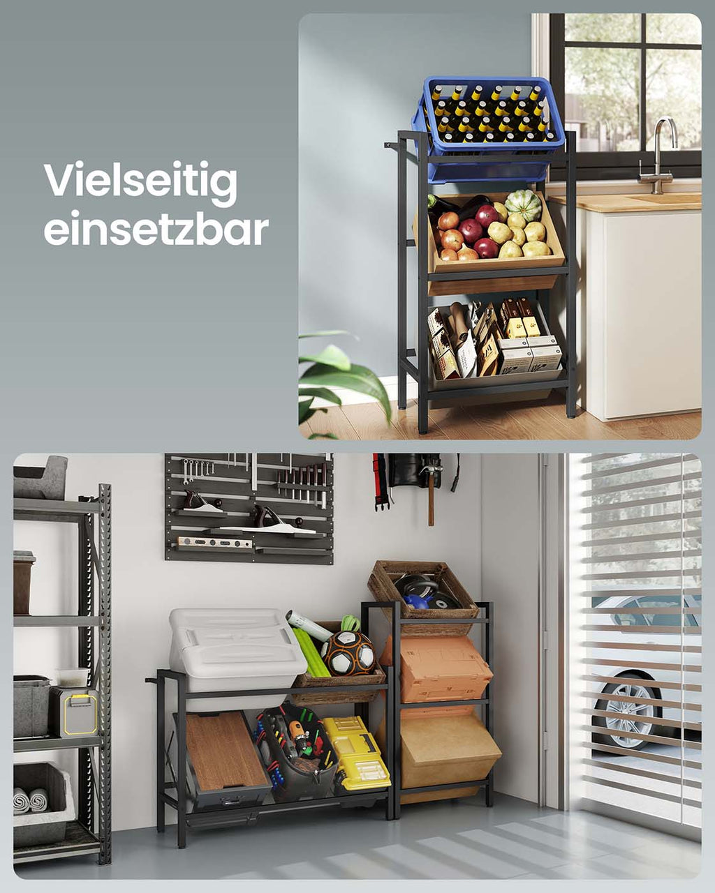 Getränkekistenregal 3 Ebenen für 3 Kisten