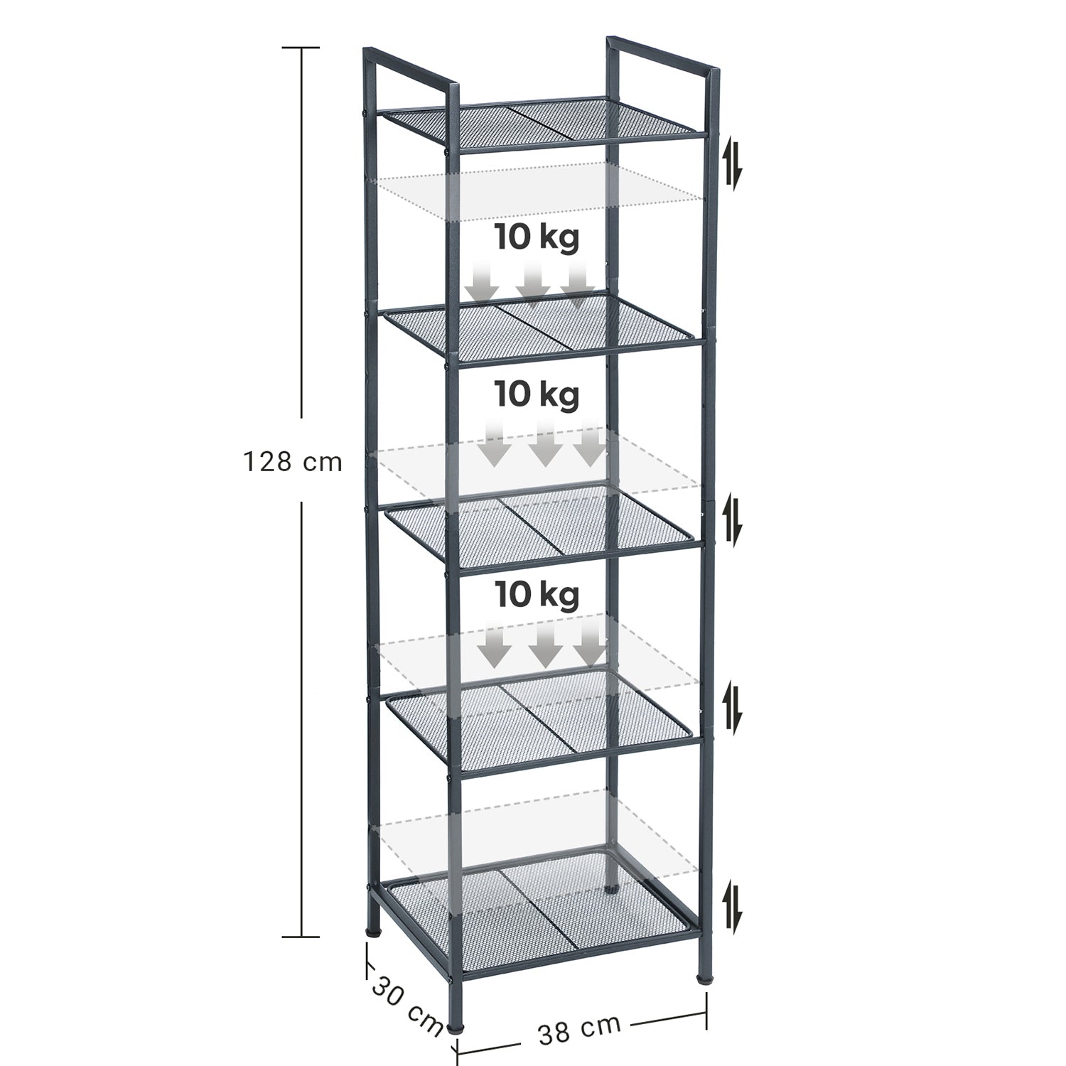Standregal aus Metall mit 5 Ebenen