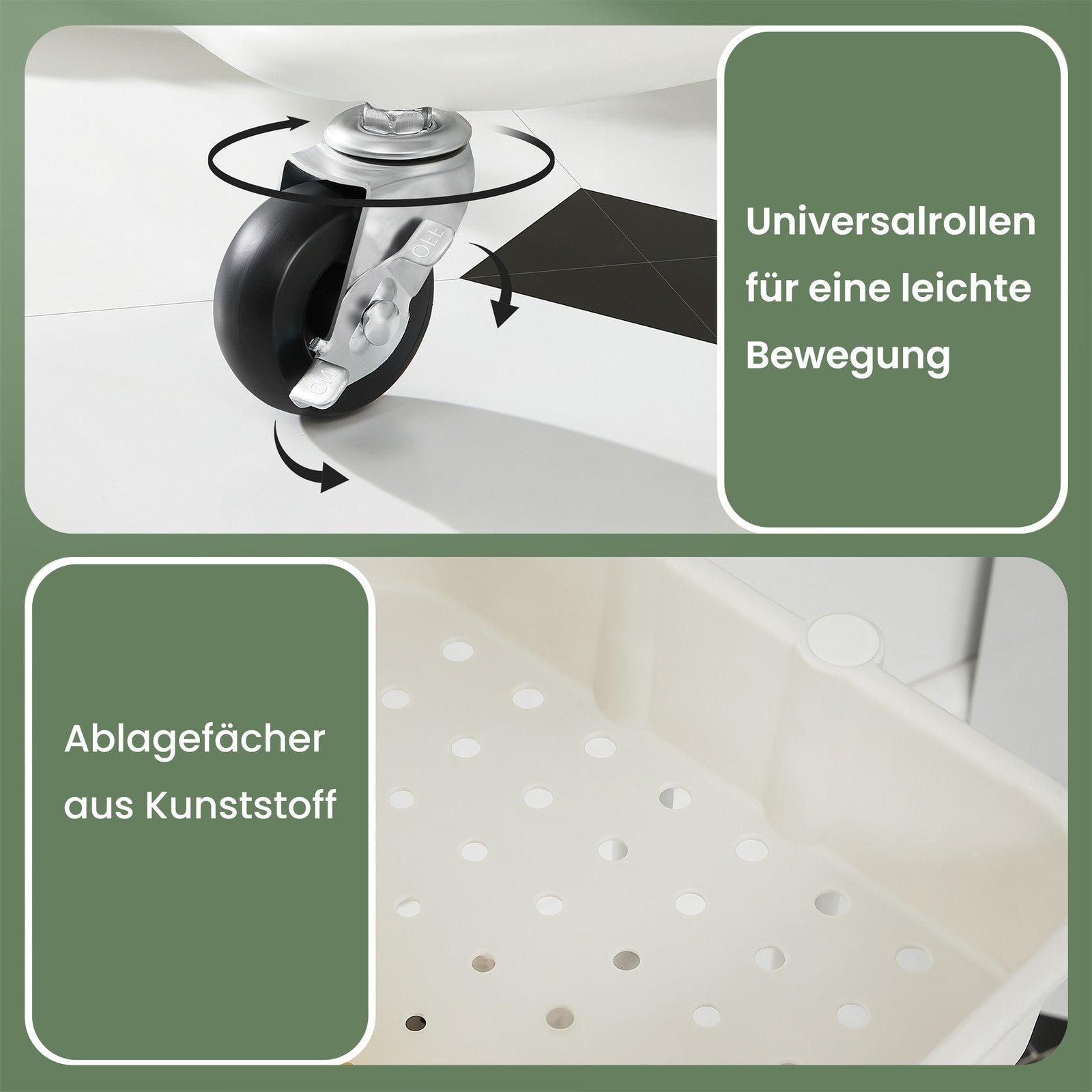3 stufiger Rollwagen, Servierwagen, Küchenwagen mit Griff