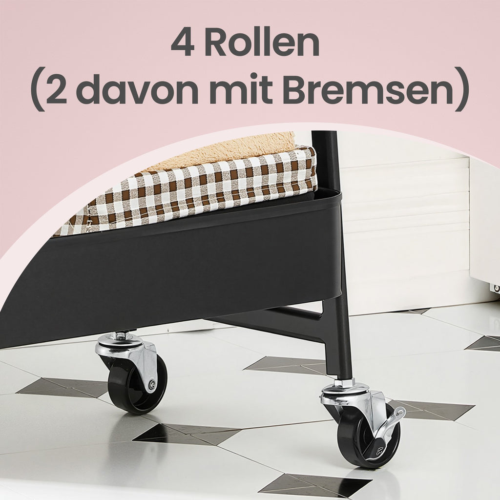Rollwagen mit 3 Ebenen, Servierwagen aus Metall, Schlafzimmer