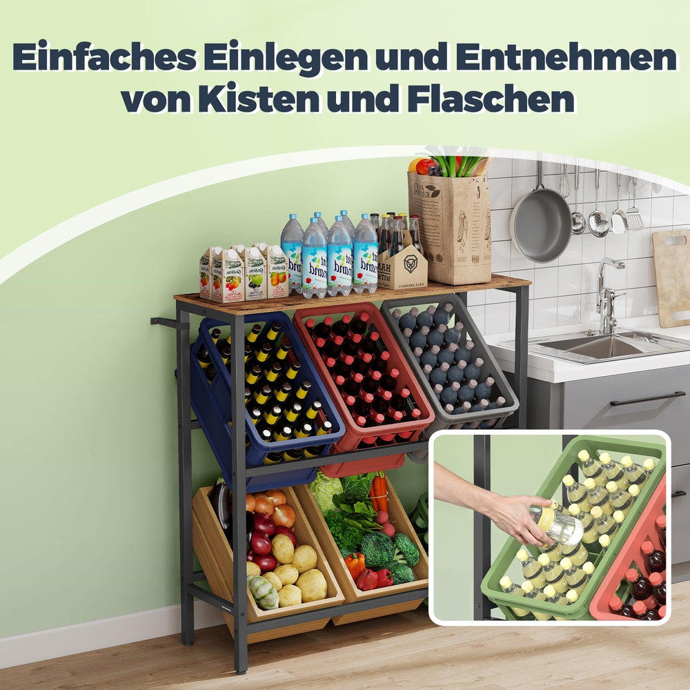 Getränkekistenregal, 2 Ebenen, für 6 Kisten