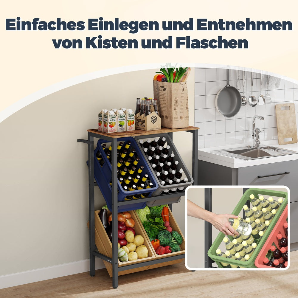 Getränkekistenregal, 2 Ebenen, für 4 Kisten