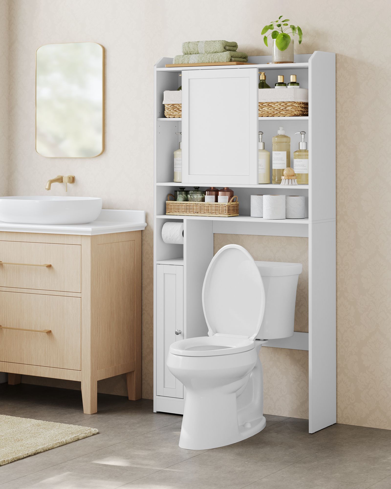 Toilettenregal mit Schiebetür 25 x 83 x 170 cm wolkenweiß