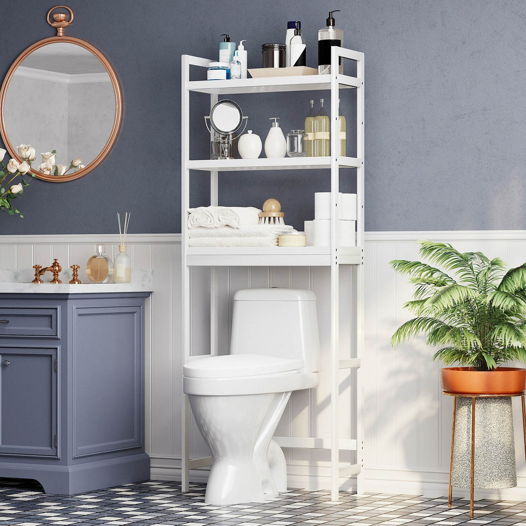 Toilettenregal mit 3 Ablagen Weiß